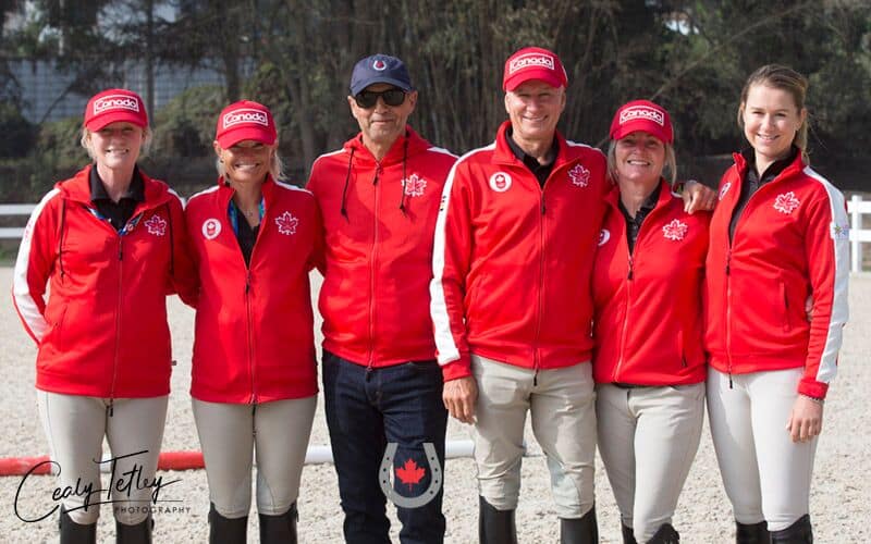 The Canadian Show Jumping Team for the Lima 2019 Pan Am Games. Left to right: Beth Underhill, Erynn Ballard, Mark Laskin, Mario Deslauriers, Lisa Carlsen, Nicole Walker.