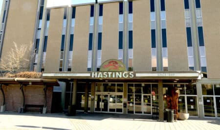 The entrance to Hastings Racecourse.