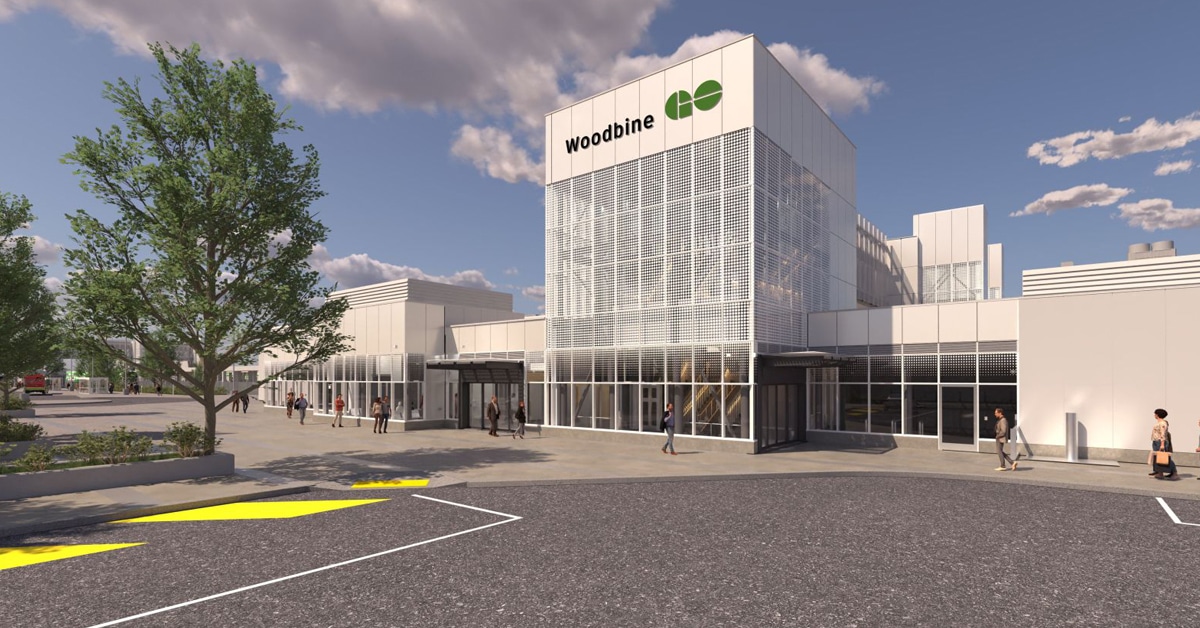 An artist rendering of the Woodbine GO station.