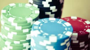 Piles of casino chips.