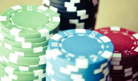 Piles of casino chips.