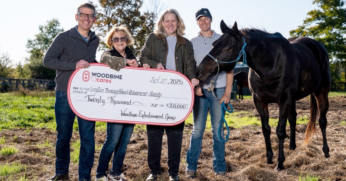 A group of people standing with a large cheque.