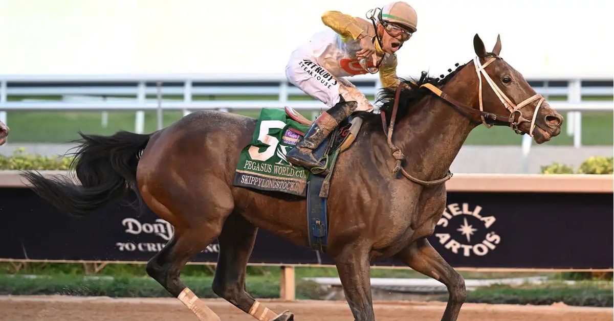 Skippylongstocking winning the Pegasus World Cup.
