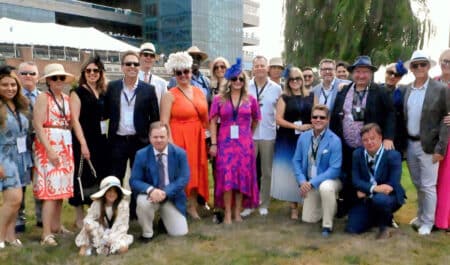 A large group pf people at Woodbine Racetrack.