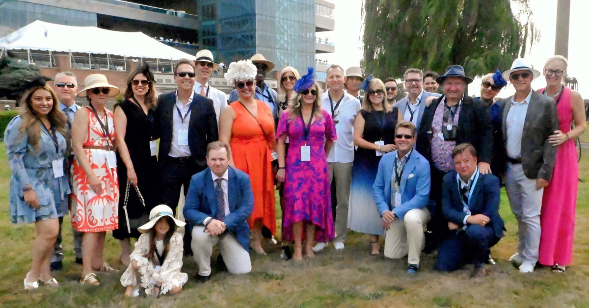 A large group pf people at Woodbine Racetrack.