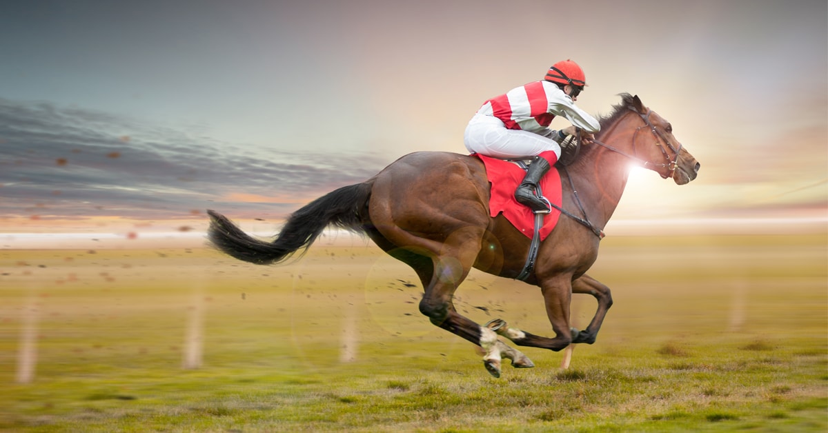 A race horse galloping.