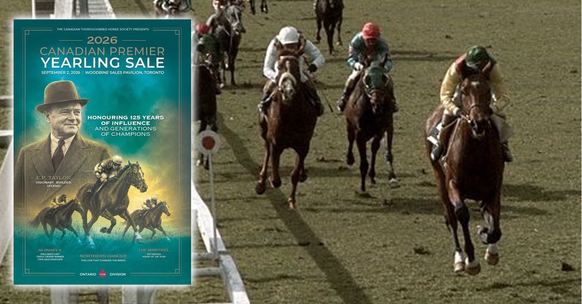 A catalogue cover; and old photo of horses racing.