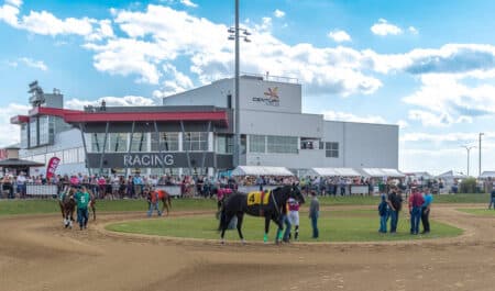 A view of the outside of Century Mile racetrack.