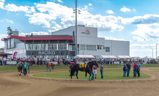 A view of the outside of Century Mile racetrack.