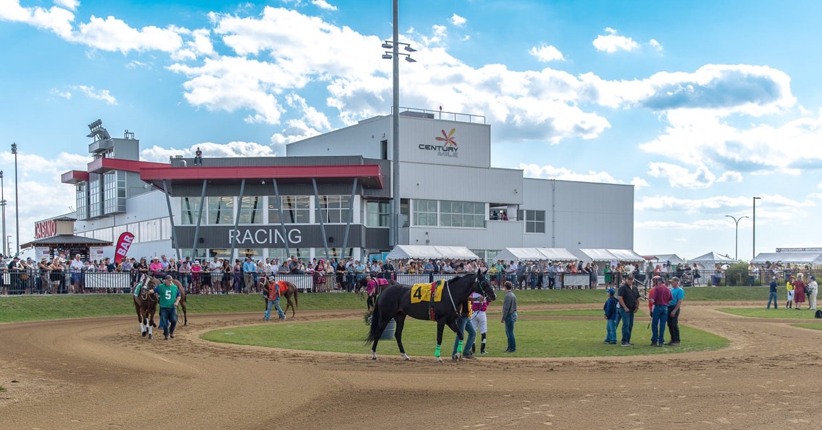 A view of the outside of Century Mile racetrack.
