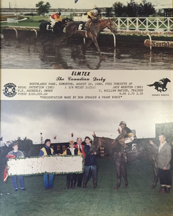 An old finish and winners circle photo.