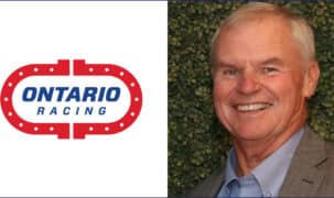The Ontario Racing logo; a smiling man.