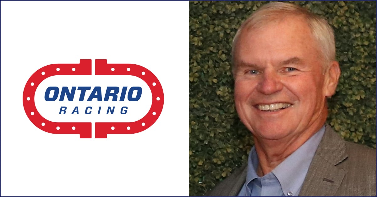 The Ontario Racing logo; a smiling man.